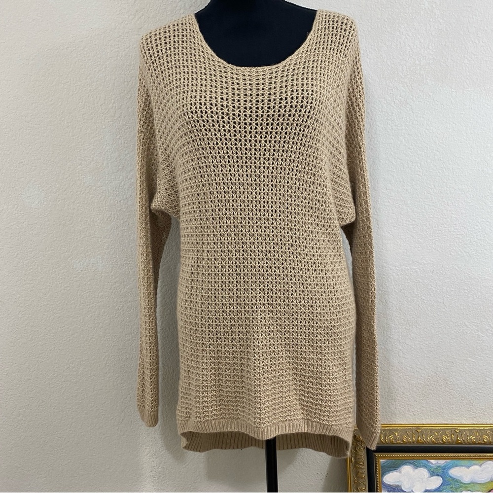 Only Mine Women's Silk/Cashmere Beige Knit Sweater, Size‎ 2X, See Meausrements